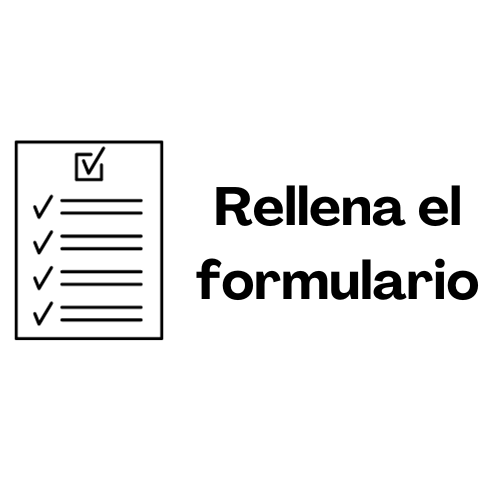 Icono de formulario con lista de verificación y texto "Rellena el formulario" en negrita.